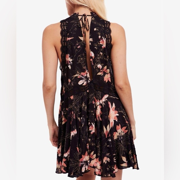 Free People She Moves Black Floral Print Lace Slip Dress - Picture 2 of 12